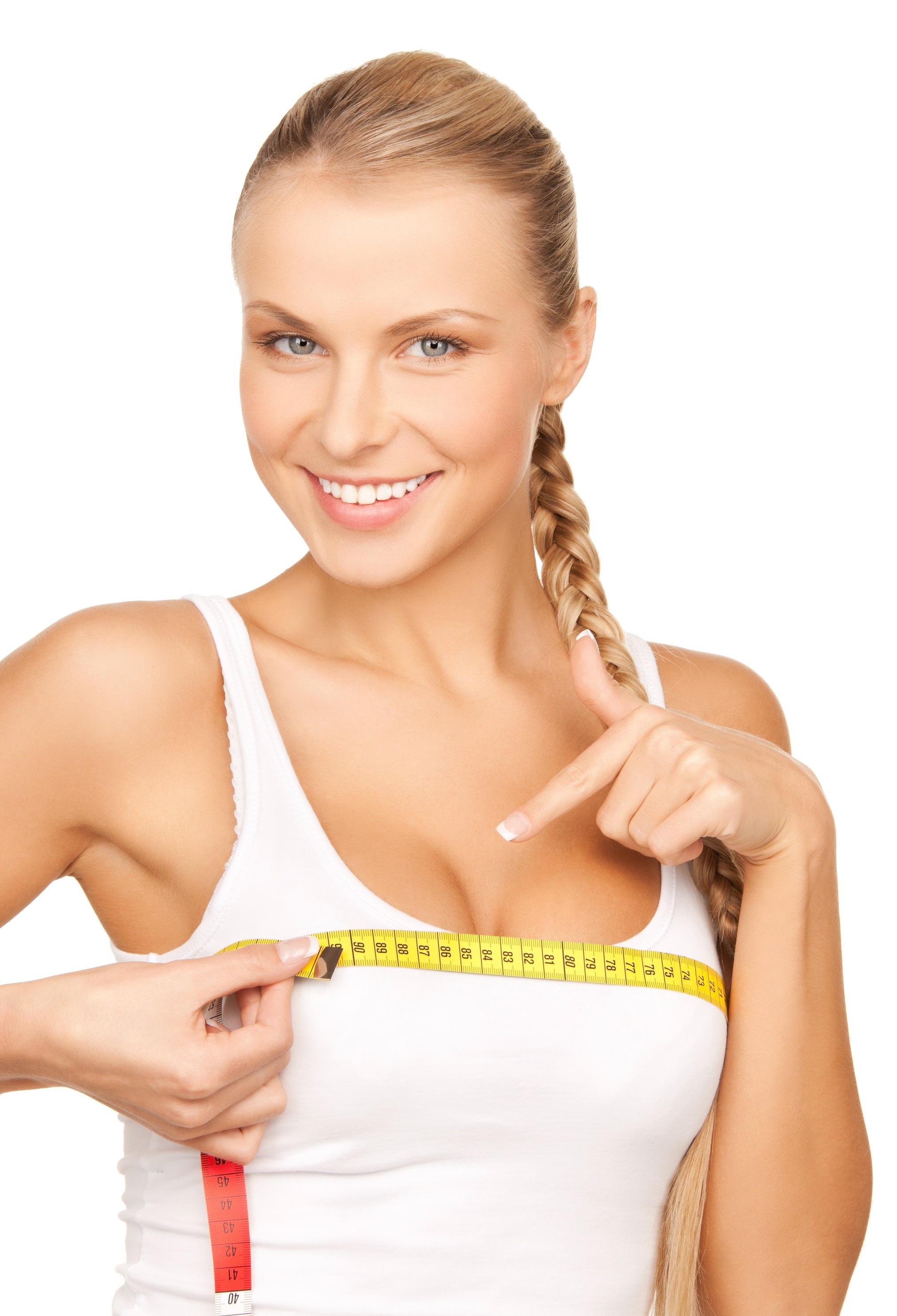 woman measuring her breast